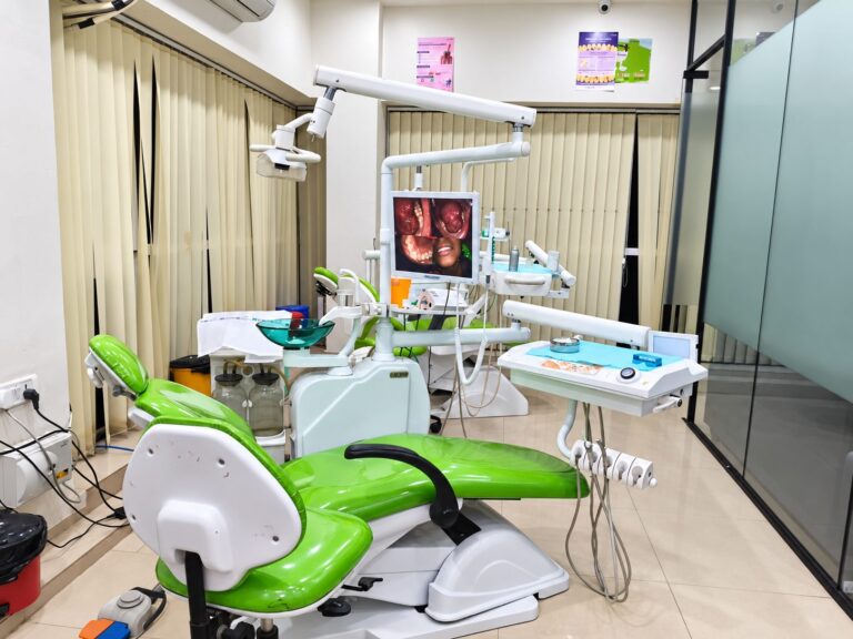 Clean treatment room with dental chair