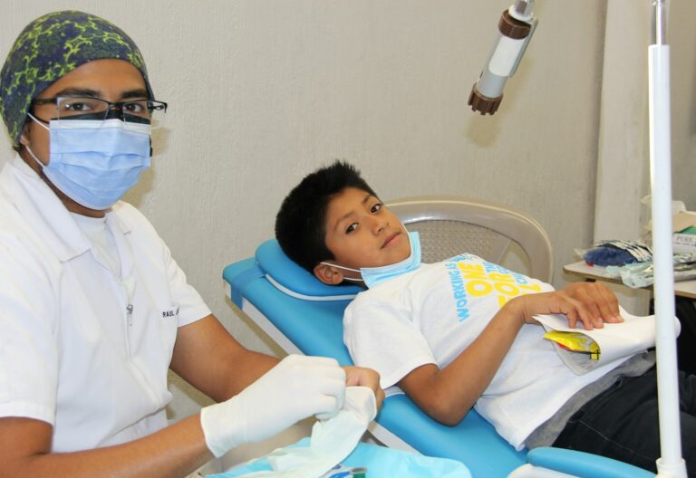 A child comfortable in the dental chair